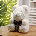 White rose teddy bear made of PE foam flowers with black Just for you ribbon - 35CM Naked Bear / Pure White