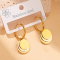 Three-layer disc pendant earrings in gold and silver finish made of stainless steel - Triple Layer Round Drop Earrings