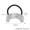 Minimalist silver stainless steel geometric hair tie with smooth metallic finish - Wide Arc Rippled Style (E611) / Steel