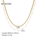 Zweilagige Halskette aus 18K vergoldetem Edelstahl mit Seilkette und 5mm großer Perle - 18K Gold / Gold