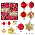 40-piece red and gold Christmas ball ornaments set with assorted sizes and snowflakes - MJXK-11 Red And Gold Snowflake