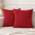 Close-up of red corduroy pillow covers showing detailed pineapple grid texture on sofa - 45*45cm (Pillow Not Included) / Red