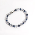 Detailed macro view of silver bracelet with marquise-cut blue and clear zircon stones - Style 2 / Silver Plated Light Blue Zircon