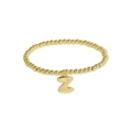 18k gold plated beaded stretch bracelet featuring a polished letter Z initial charm - Letter Z