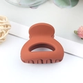Matte reddish brown semi-circle mini hair claw clip for high ponytail styling - Matte Orange Red