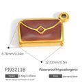 Pendentif enveloppe en acier inoxydable doré et émail rouge, 12,53mm x 8,76mm - Pendentif Sac Enveloppe Marron PJ93211B