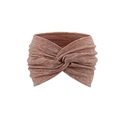 Brown knitted headband with twist design made of soft fabric for sport and fashion - Double Dangle Disc