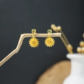 Bohemian gold flower drop earrings with a vintage sunflower design for women - Gold Sun Sunflower