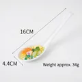 Realistic artificial beef ramen noodles in a white ceramic spoon, 16cm length - Pork Chop Noodles-White Spoon
