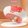 Cartoon hippo baby shower cap in Kenting Red with adjustable silicone ear protection - Hippo - Kenting Red