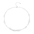 Collana in acciaio inossidabile argento con maglie ovali e ciondolo cuore a farfalla - N303263-Catena a Trama Mista d'Argento