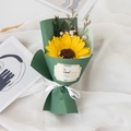 Detail of artificial sunflower bouquet with eucalyptus and thank you greeting cards - Green Paisley Sunflower