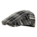 Classic black and white plaid ivy cap with adjustable bronze buckle on white background - Scottish Plaid / Black White Beige Plaid (Color 1)