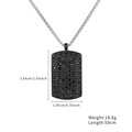 Collar de hombre hip-hop con colgante dog tag de ónix negro y medidas del producto - Estilo Collar Placa Cuadrada Zircón Negro (N2851-ST)