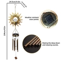 Solar powered wind chime with sun metal design and weather resistant panels - Sun