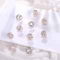 Set of 10 mini pearl and crystal decorative brooches with gold and silver finish - Zirconia Style