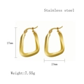 Polished gold U-shaped geometric stainless steel twisted hoop earrings for women - Gold