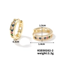 Dettaglio di orecchini dorati con zirconi colorati, diametro 1,5 cm e larghezza 0,3 cm - 1,5 cm/Zirconia Colorata