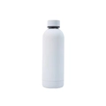 Matte white stainless steel insulated sports water bottle with screw cap on white background - White