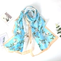 Eleganter Chiffon-Seidenschal mit Blumenmuster leichtes Sonnenschutz-Tuch für Damen - 150*50cm / Himmelblau