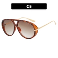 Tortoiseshell aviator sunglasses with brown gradient lenses and gold metal temples - Tortoise / Gradient Tea