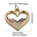 Golden heart pendant charm with colorful zirconia inlay for jewelry making - Multi-color Zircon Heart (CX144-12)
