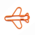 Creative airplane shaped paper clip in bright orange plastic coated metal finish - Orange