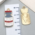 Nurse-themed enamel charms with grey medicine bottle and golden airplane plaque - Grey Medicine Bottle