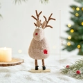Charmante figurine de renne de Noël de 23cm en feutre de laine sur socle en bois - 23CM