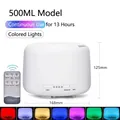 500ML white ultrasonic humidifier with remote control and colorful LED night light - 500ML RGB Light (Remote Control) / US Plug