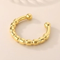 Bracciale rigido a sfere vuote in acciaio al titanio placcato oro 18k per donne - 58x11mm / Oro (KB191574-GC)