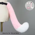 Pink and white plush fox cosplay tail set with adjustable belt and cat ear headband - One Size / Meow Fox Tail-Pink White