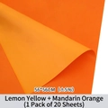Two-tone lemon yellow and tangerine flower wrapping paper 56x56cm pack of 20 - Lemon Yellow + Tangerine