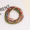 Bohemian multilayer seed bead and crystal tassel bracelet with colorful ethnic beads - Earthy Yellow Camo (Style 4)