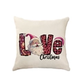 Pink Christmas linen pillowcase with LOVE letters and Santa Claus pattern - Leopard Print Love (2307-4)
