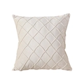 Square cream embroidered floral pillowcase with luxury diamond quilted stitching pattern - Pillowcase Only / Beige Plaid