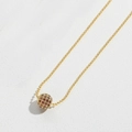 Gold beaded necklace with a sphere pendant featuring pavé-set red zircons for women - Copper/Zirconia / Spherical Pendant / Orange