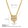 Élégant collier trèfle en acier inoxydable avec perles blanches et chaîne dorée - Style de Trèfle (XL226) / Or