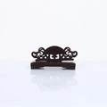 Classic dark brown bamboo folding fan base with intricate hollowed cloud carvings - Fan Stand Style 4 (Plastic)