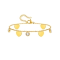 Bracciale a catena in acciaio dorato con ciondoli a cuore e pendenti in zircone alternati - Cuore