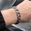 Silver 12mm Kylin Cuban chain bracelet in stainless steel for hip hop jewelry style - 12mm / Kylin Link Chain
