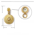 Macro detail of a 17x10mm gold sunflower pendant with natural stone and rubber stopper - Sunflower Design Inlaid with Natural Stone (YF352x3)