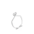 Anello geometrico in argento S925 con pietra quadrata dai riflessi arcobaleno - Taglia US 7 / Argento