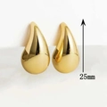 Polished gold teardrop earrings in 25mm size with reflective mirror finish - Gold Small