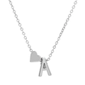 Silver-tone heart necklace featuring a polished letter A pendant and fine O-chain link - Letter A (10043)