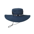 Navy blue breathable outdoor sun hat with wide brim and mesh vents for UV protection - L(58-60cm) / Blue