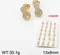 Intertwined double ring gold stud earrings with cubic zirconia pave in copper - Exquisite Hoop