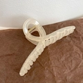 Translucent cream acrylic hair claw clip with cross-grip design for thick hair styling - Mermaid-11cm