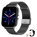 Black Y13 smartwatch with Milanese magnetic strap and extra silicone band gift - Dual Straps (Steel + Silicone) / Black