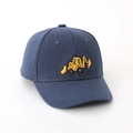 Close-up of yellow excavator embroidery on navy cotton kids baseball cap - 52CM (2-6 Years) / Navy Blue